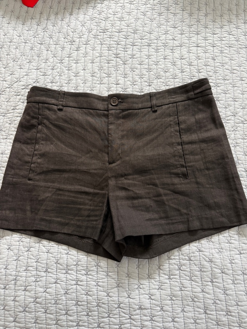 Vince Black Linen-Blend Tailored Shorts